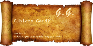 Gubicza Gedő névjegykártya